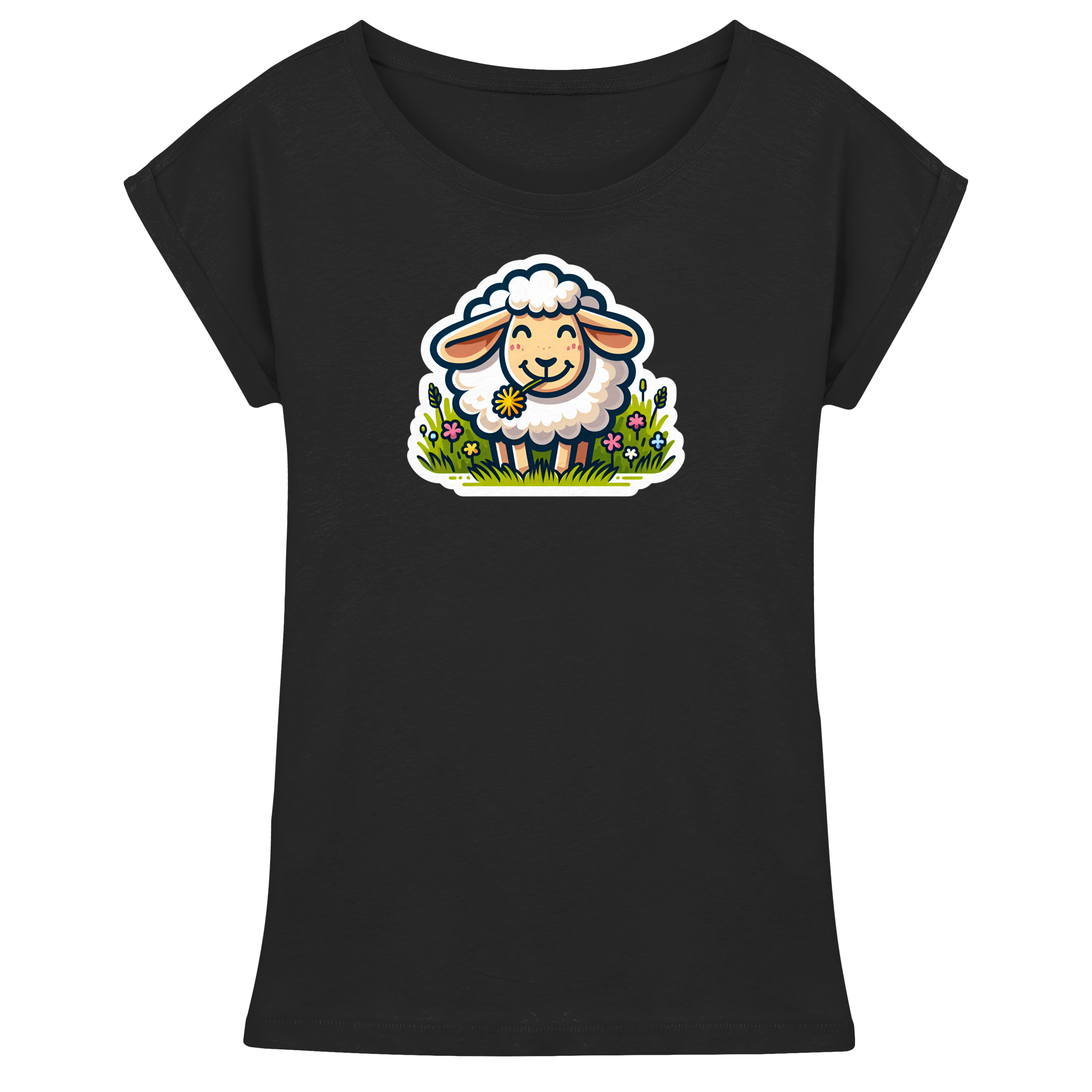 HAPPY SHEEP - Womens Extended Shoulder T-Shirt